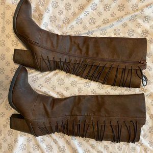 Mossimo Supply Co. “Aleah” brown, knee high boots, zip up, size 10
